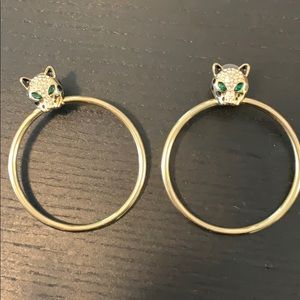 Thalia Sodi Gold-Tone Crystal Leopard Head Earring